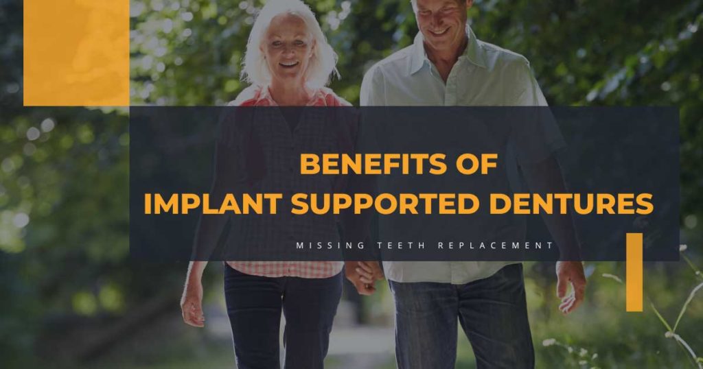 Benefits of Implant Supported Dentures Couple Walking